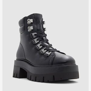 Black Chunky Lace-Up Ankle Boots